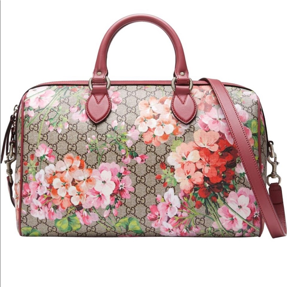 Gucci GG Supreme Medium Blooms Boston Bag